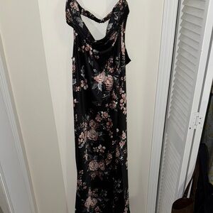 Floral Black and Pink Women's Dress